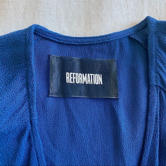 Reformation Peacock Blue Teal Wrap Dress - Picture 3 of 5